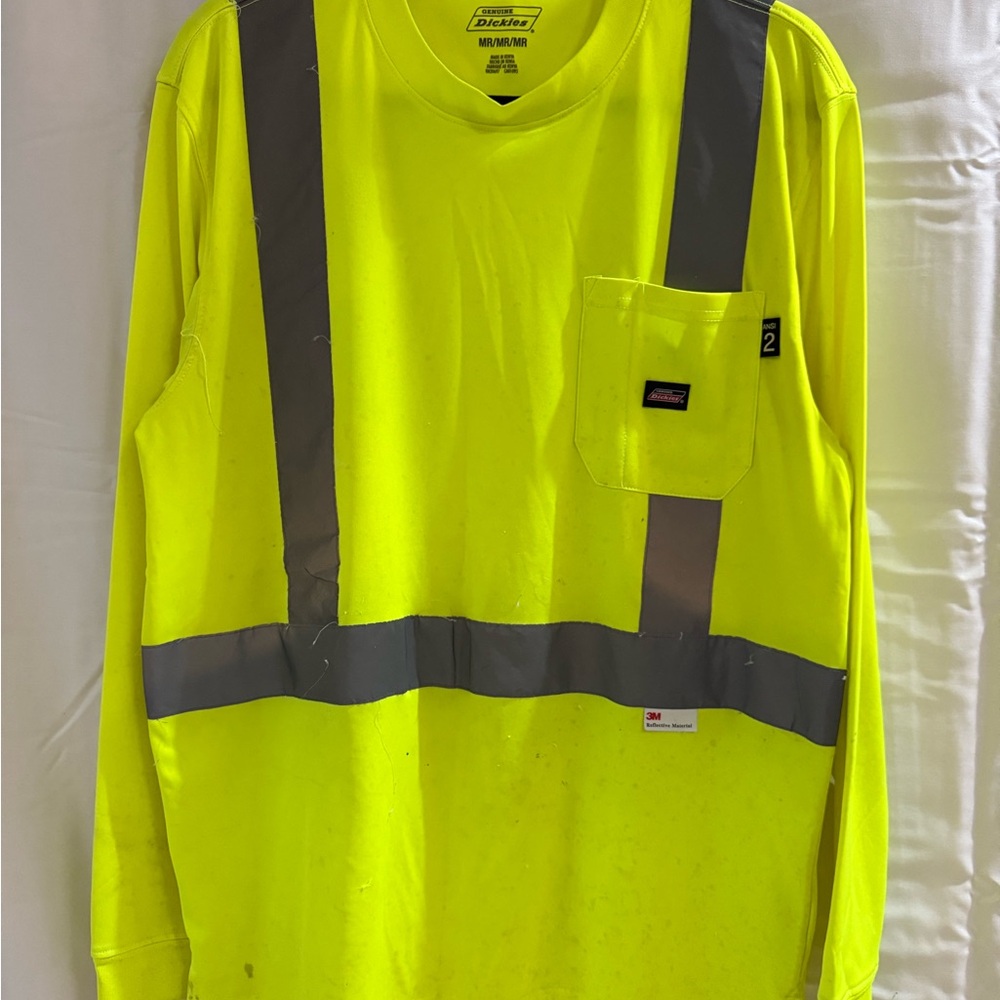 Dickies Yellow Long Sleeve Safety Tee with Reflective Stripes